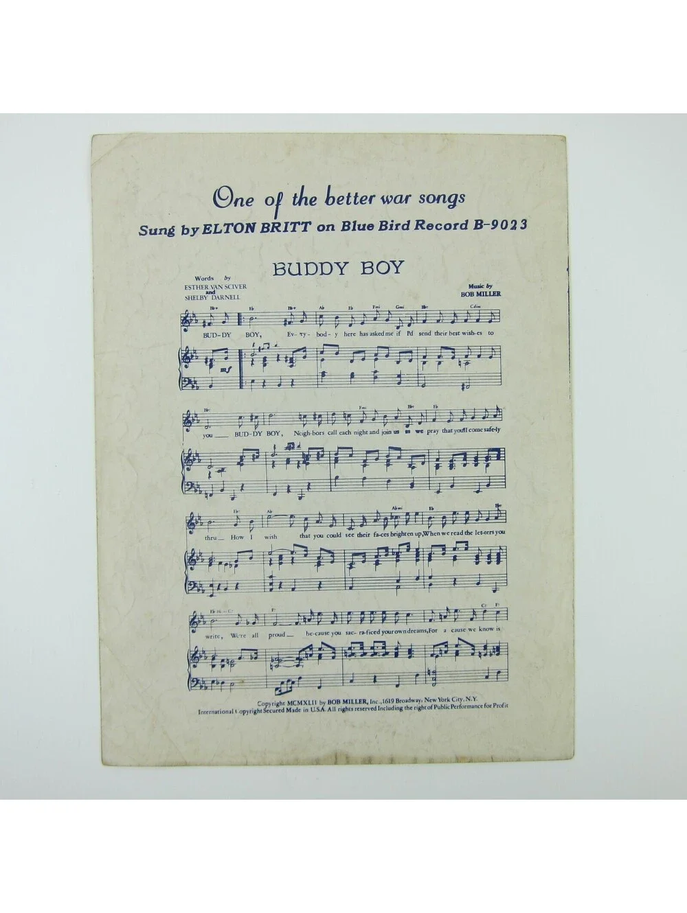 Sheet Music There's A Star Spangled Banner Waving Somewhere Vintage 1942